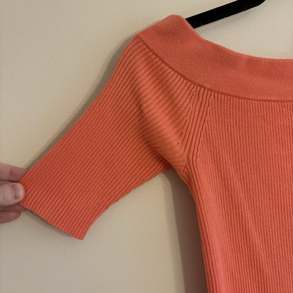 Anthropologie Women XS Coral Ribbed Classic Minuet Off The Shoulder Knit Top - Picture 6 of 10